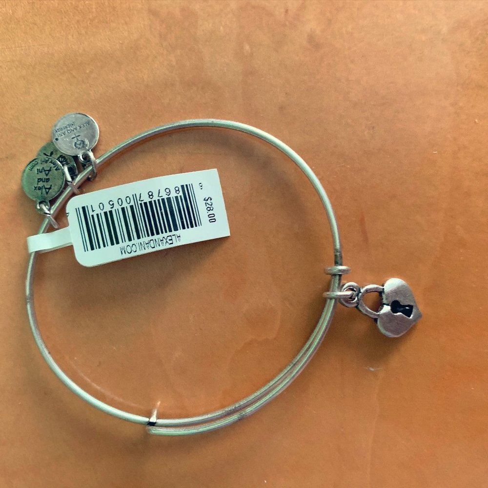 New Alex and Ani Silver Heart Lock Bracelet